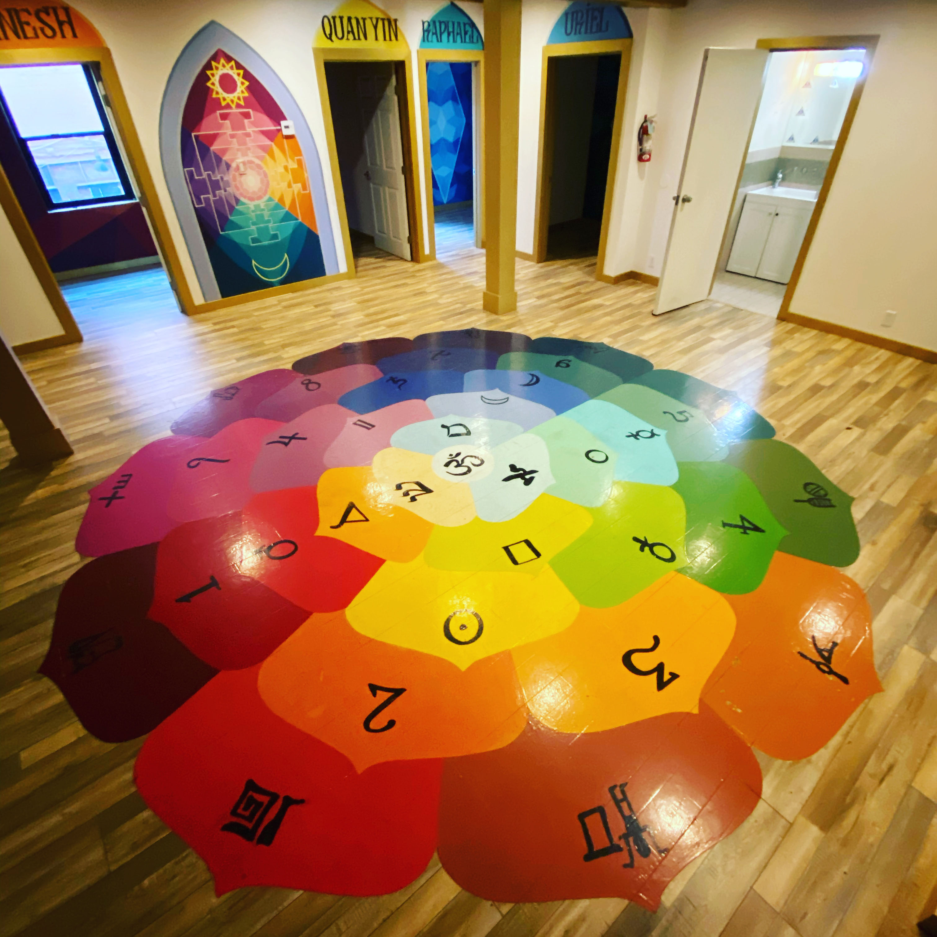 Human Crystal Grid mural by Andrew Severns